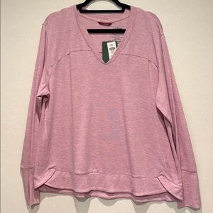 L.L. Bean - Women's SoftFlex V-Neck Pullover Knit sweatshirt. Size 1X. Pink. NEW